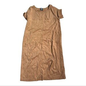 Calstyle Brown Suede Short Sleeve Shift Dress Women’s size S